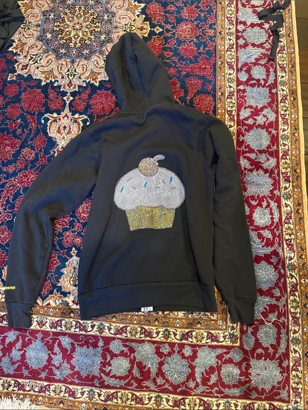 Black Hoodie with Crystal Cupcake Back Graphic